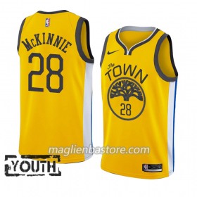 Maglia NBA Golden State Warriors Alfonzo Mckinnie 28 2018-19 Nike Giallo Swingman - Bambino